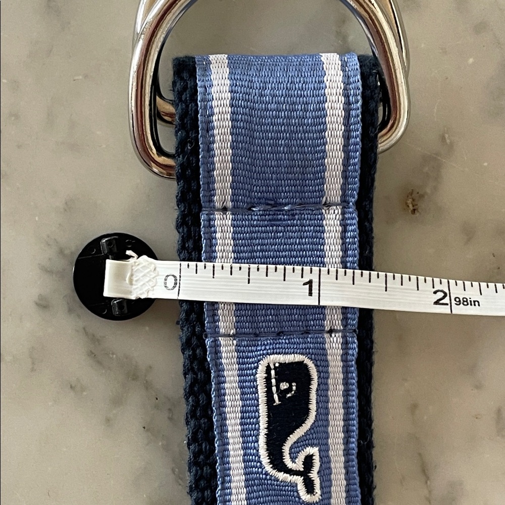 VINEYARD VINES D-Ring Webbed Cotton Navy and Light Blue Stripe Belt M - Picture 13 of 14